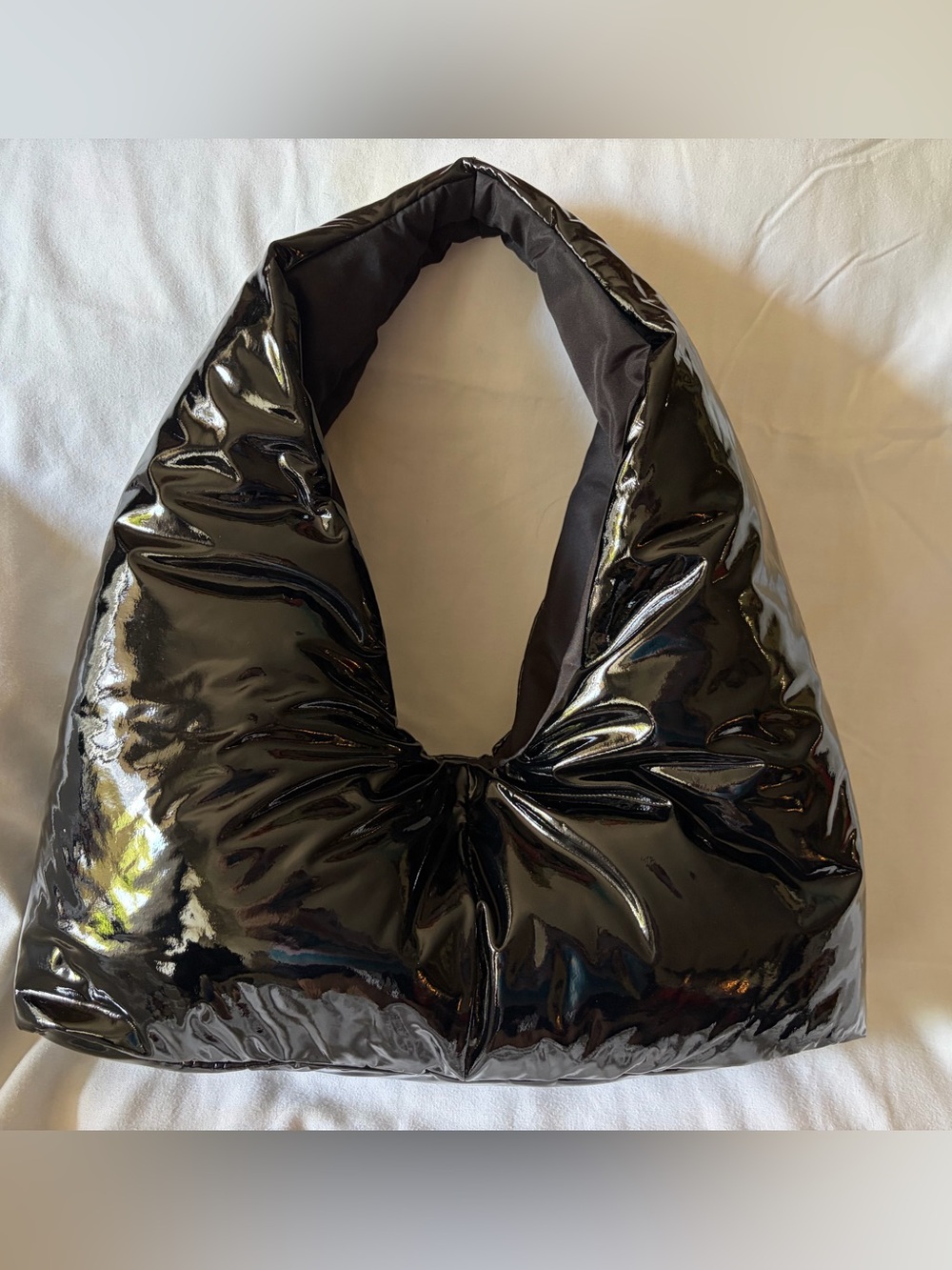 Holt Renfrew Black Patent Shoulder Hobo Bag